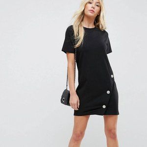 ASOS T-Shirt Mini Dress With Popper Detail